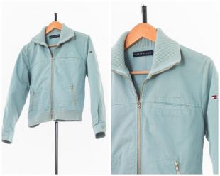 Veste tommy HILFIGER Bomber Jacket Coat Light Blue Size M, veste femme, manteau femme, bombardier femme