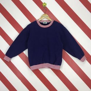 vintage 90s United Colors Of Benetton Sweatshirt Benetton Sweater Stripe Crewneck Benetton Women Jumper Benetton Plain Navy Blue Size Small