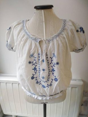 Cotton Folk Style européen Brodé Floral Blouse Top