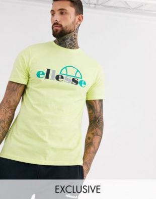 ellesse - Chipolle - T-shirt à logo multicolore - Vert citron - Exclusivité ASOS | ASOS