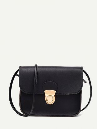 Shein - Sac à main en cuir lisse noir