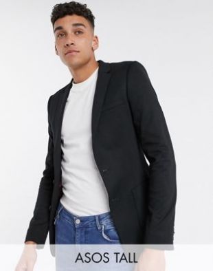 ASOS DESIGN Tall - Blazer super ajusté en jersey - Noir | ASOS