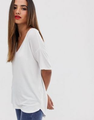ASOS DESIGN - T-shirt col V oversize en jersey texturé - Blanc | ASOS