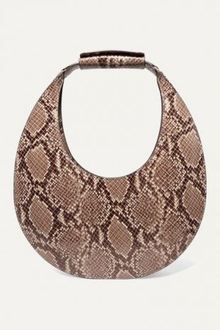 STAUD - Moon snake-effect leather tote