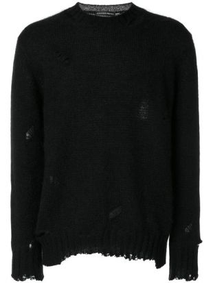 Alexander McQueen Black Distressed Mohair Sweater