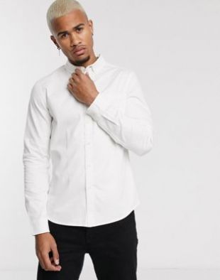 ASOS DESIGN - Chemise stretch cintrée en jean - Blanc | ASOS
