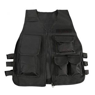 Dilwe Tactical Vest, Nylon Kids Molle Training Vest with Multiple Pouches for Children Playing Game CS Field Combat Security Guard Waistcoat(black)