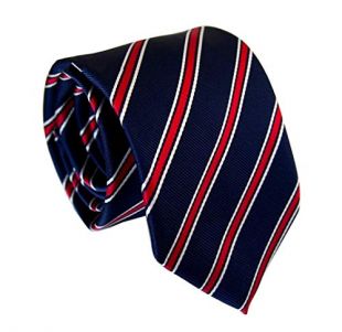 Elfeves Men's Modern Striped Patterned Formal Ties College Daily Woven Neckties (One Size, Navy Red)