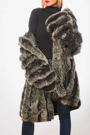 manteau de fourrure de renard gris vintage, vrai manteau de fourrure de renard, veste de fourrure de renard polaire, veste de fourrure de renard, manteau de fourrure de renard gris, manteau de fourrure de femmes, fourrure vraie grise