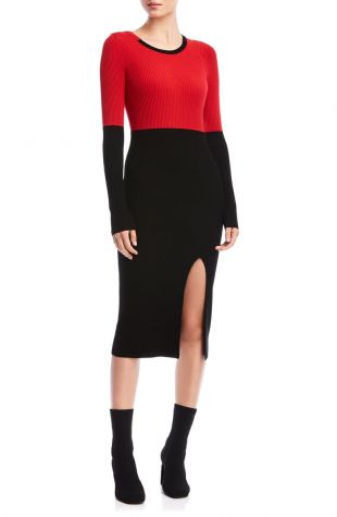 Red and Black Colorblock Dress