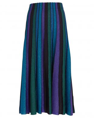 Blue and Green Striped Skirt