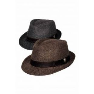 Men's Wool Blend Herringbone Fedora | Mens Wool Hats