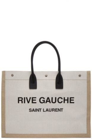 Cabas Blanc Cassé et Brun Clair 'Rive Gauche'
