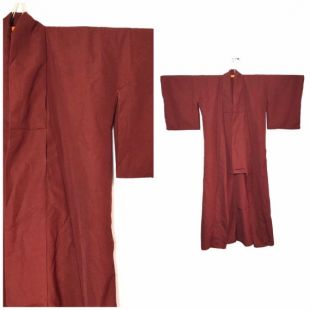 Authentique vintage japonais kimono yukata marron couleur /rouge foncé kimono coton épais