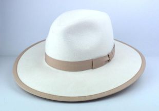 Large bord Fedora | L’arc |  Blanc chapeau à large bord pour les femmes | Chapeau en feutre fourrure pour femmes | Chapeau Womens Fedora