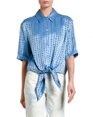 Off-White Logo Print Satin Shirt