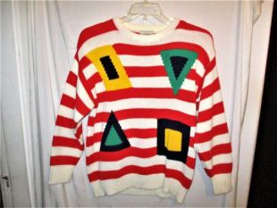 retroactivevintage - Vntg 80s Red White Stripe Acrylic Pull Sweater M ...