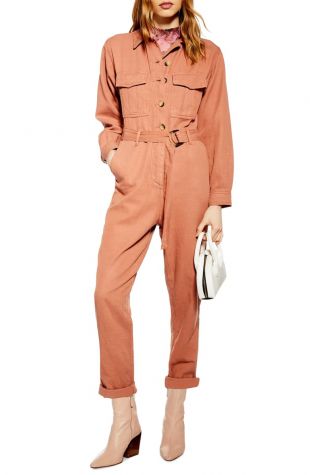 Pink Button Front Jumpsuit