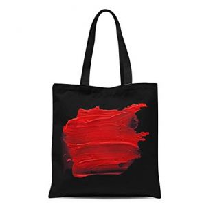 Cotton Canvas Tote Bag Pink Lips Lipstick Red on Matte Smudge Beauty Black Reusable Shoulder Grocery Shopping Bags Handbag Printed