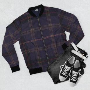 Bear Gear - Dark Purple Tartan - Veste Bomber AOP Homme