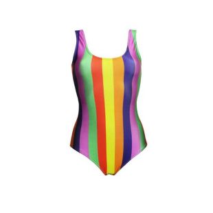 Funky multicolore arc en ciel rayures verticales maillot de bain Body