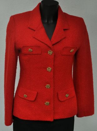 MonDressingVintage - Veste vintage rouge avec boutons dorés (Taille 36 FR