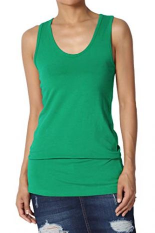 themogan - Women's Basic Scoop Neck Raceback Stretch Cotton Tank Top ...