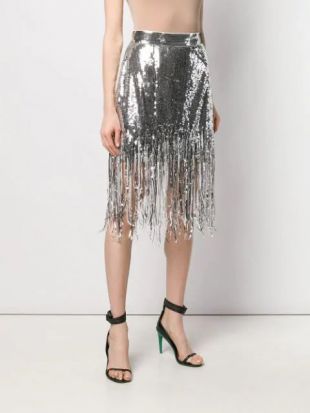 Sequin Fringed Skirt