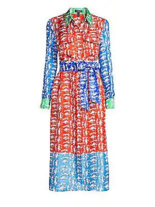 Colorblock Silk Printed Shirtdress