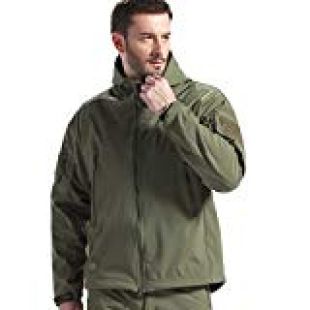 FREE SOLDIER Men's Fleece Lined Softshell Tactical Jacket Breathable Water Resistant Windproof Jacket Winter Snowboarding Skiing Hooded Jacket (Army Green Medium/US)