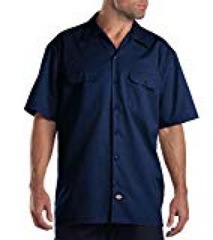 Dickies Men's Big and Tall Short Sleeve Work Shirt, Dark Navy, Large