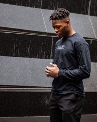 SKULL LONG SLEEVE TEE - BLACK