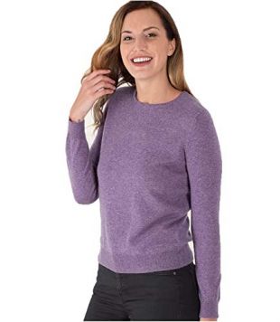 Woolovers Pullover mit Rundhalsausschnitt aus Merino- und Kashmirwolle für Damen Lavender Marl, XL