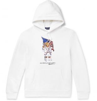 White Printed Fleece-Back Cotton-Blend Jersey Hoodie | Polo Ralph Lauren | MR PORTER