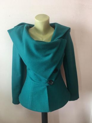 Veste pour femme laine, veste Punk, Avant Garde veste Turquoise Blazer, veste Extravagant, évasée veste tailleur veste, manteau asymétrique,