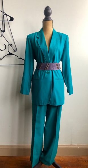 Vintage des années 90 Teal laine 2 pièce PantSet... SZ Large/XL 14/16