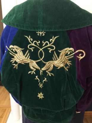 Laurel par Escada belle Vintage brodé veste Bomber en velours, 1980