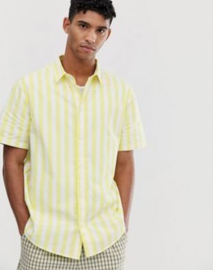 Weekday - Louie - Chemise à rayures verticales - Jaune | ASOS