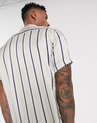 ASOS DESIGN - Chemise classique à rayures et revers larges - Blanc | ASOS