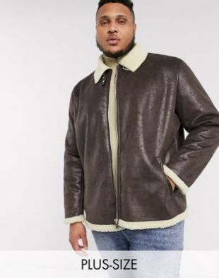 Jacamo - Manteau avec col imitation peau de mouton - Marron | ASOS