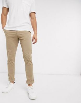 Selected Homme - Pantalon chino stretch ajusté - Sable | ASOS