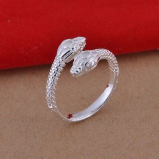 Silver Plated TWIN SNAKE RING Thumb/ Wrap Ring ADJUSTABLE Serpent  | eBay