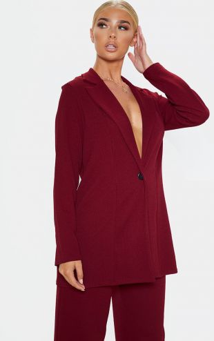 Burgundy Oversized Blazer