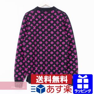 Louis Vuitton Monogram Cashmere Crewneck Sweatshirt Black/Pink Size L  #90387