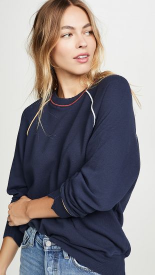 The College Sweatshirt with Multi Piping