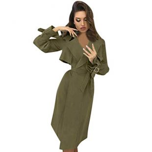 Casual Notched Collar Front Wrap Coat