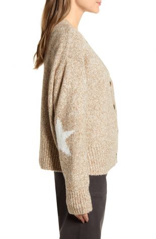 Intarsia Cardigan with Intarsia Star Elbows