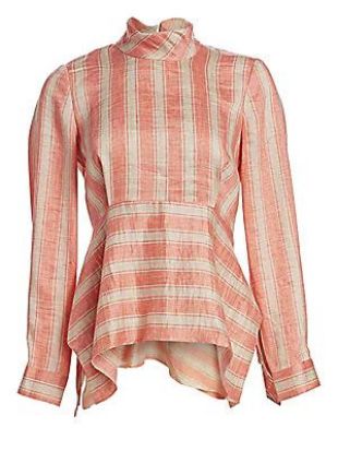 Green Striped Linen Blouse