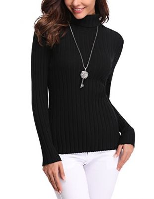 abollria - Women's Long Sleeve Solid Lightweight Soft Knit Mock ...