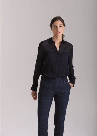 CHEMISIER SEMI-TRANSPARENT EN SOIE -